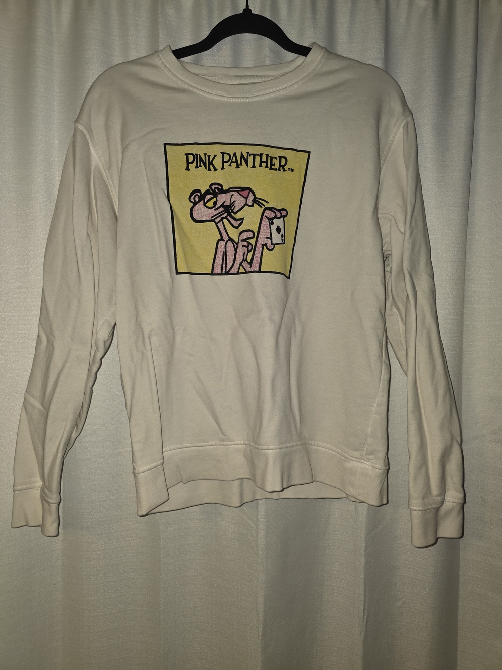 Zara White Pink Panther Graphic Crewneck Sweatshirt